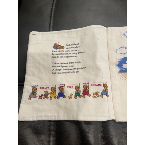 When I Grow Up I Want To Be Pillow Book 2 Sew Childs Teddy Bears Cranston Print - Picture 2 of 8